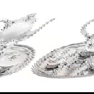 Elegant 1920s Sterling Silver Art Deco Tea Set 7x12x9: Elegant 1920s Sterling Silver Art Deco Tea Set 7x12x9 This exquisite Sterling Silver Art Deco Tea Set embodies the elegance and simplicity of the Bauhaus design movement. Originating from Austria and