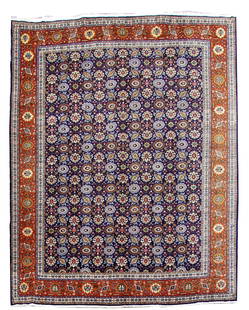 10'1" x 13' Navy Blue Tabriz Herati Persian Rug Handmade: 10'1" x 13' Navy Blue Tabriz Herati Persian Rug Handmade Introduce timeless elegance to your living space with this exquisite 10' x 13' Navy Blue Persian Tabriz Herati Mood Dark Blue Rug. Handcrafted