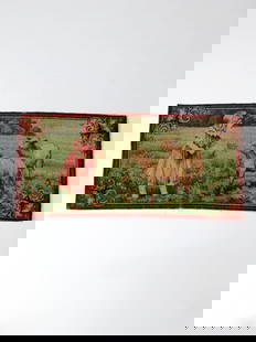19th Century Antique Tapestry Wall Hanging 56.5 x 26.75 Inch Bucolic Scene: 19th Century Antique Tapestry Wall Hanging 56.5 x 26.75 Inch Bucolic Scene Explore this exquisite Antique Woven Tapestry Wall Hanging from our Heritage Collection. This 19th century piece features a c