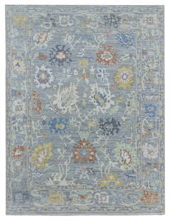 Handmade Gray Wool Oushak Rug 9.3 x 12.2 ft Quality Design: Handmade Gray Wool Oushak Rug 9.3 x 12.2 ft Quality Design Enhance your living space with this exquisite handmade natural wool Oushak rug, featuring a sophisticated gray hue. Its generous dimensions o