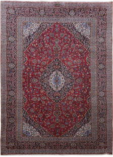 9.8 x 13.2 Persian Signed Kashan Rug Handmade in Iran: 9.8 x 13.2 Persian Signed Kashan Rug Handmade in Iran Experience the luxury of a 9' 8" x 13' 2" Persian Signed Kashan Rug, meticulously handcrafted by skilled artisans in Kashan, Iran. This exquisite