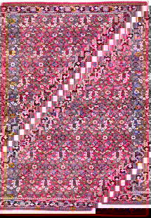 5'2" x 10'2" Red Semi-Antique Persian Herati Wool Runner: 5'2" x 10'2" Red Semi-Antique Persian Herati Wool Runner Introducing the 5'2" x 10'2" Red Semi-Antique Persian Herati Runner, a stunning example of Persian artistry that enhances any space with its vi