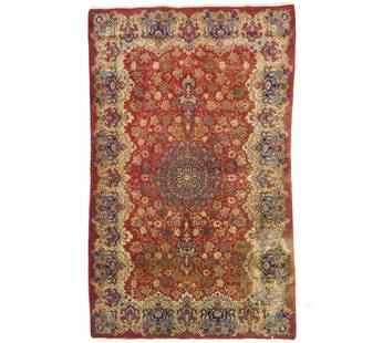 Handmade Semi-Antique Oriental Floral Wool Rug 4'5 x 7'1 Vintage Style: Handmade Semi-Antique Oriental Floral Wool Rug 4'5 x 7'1 Vintage Style Enhance your living space with this exquisite handmade semi-antique Oriental rug, showcasing a vibrant floral pattern in