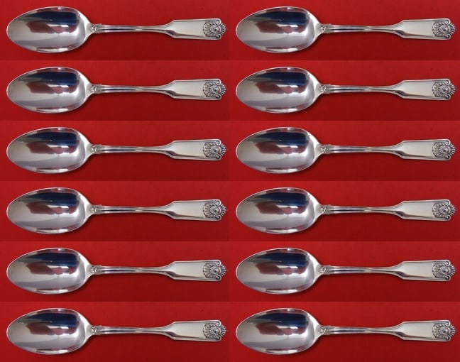 Frank Smith Fiddle Shell Sterling Silver 12 Piece Soup Spoon Set 7": Frank Smith Fiddle Shell Sterling Silver 12 Piece Soup Spoon Set 7" Enhance your dining experience with this exquisite 12-piece set of Fiddle Shell place soup spoons by Frank Smith. Crafted from high-