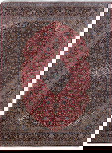 Authentic 11' x 14' Red Persian Handmade Kashan Rug: Authentic 11' x 14' Red Persian Handmade Kashan Rug Introducing the exquisite 11' x 14' Red Persian Handmade Signed Kashan Rug, a true testament to Persian craftsmanship. Handcrafted by skilled artisa