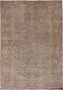 Vintage Kerman Area Rug 6.2 x 9.3 ft Unique Character: Vintage Kerman Area Rug 6.2 x 9.3 ft Unique Character This vintage Kerman area rug measures 6.2 x 9.3 feet and showcases an evenly worn appearance, reflecting its unique character and history. Its tim