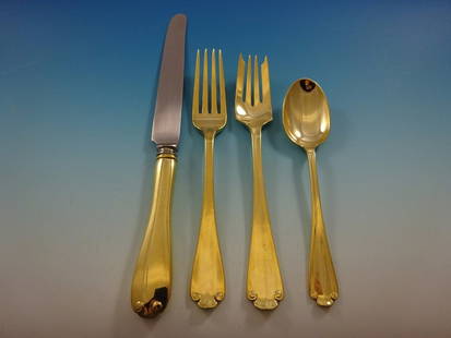 Tiffany & Co. Flemish Gold Vermeil Sterling Silver Flatware Set 24 Pieces: Tiffany & Co. Flemish Gold Vermeil Sterling Silver Flatware Set 24 Pieces Introducing the Flemish Gold by Tiffany & Co. Sterling Silver Flatware Set, a stunning collection of 24 pieces that epitomizes