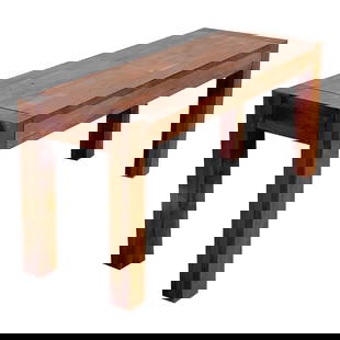 Vintage Boho Cinnamon Wood Block Console Table 60 x 27.25: Vintage Boho Cinnamon Wood Block Console Table 60 x 27.25 This vintage Boho console table showcases beautiful block wood construction in a stylish Parsons design. Featuring an eye-catching wood grain