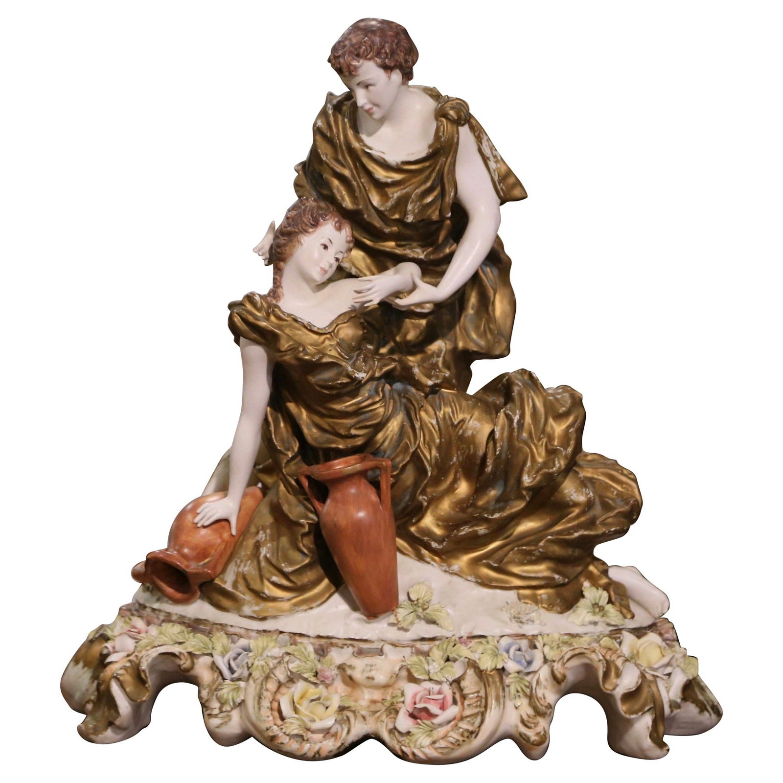 Mid-20th Century Italian Capodimonte Hand-Painted Gilt Figurine Statue: Mid-20th Century Italian Capodimonte Hand-Painted Gilt Figurine Statue This exquisite 20th Century Italian Capodimonte figurine is a stunning representation of Neoclassical artistry, crafted from majo