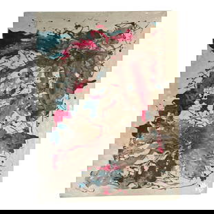 1961 Vintage Boho Abstract Oil Painting on Canvas 40 x 13: 1961 Vintage Boho Abstract Oil Painting on Canvas 40 x 13 Discover a stunning piece of art with this original 1961 abstract oil painting on canvas, showcasing a vintage Boho style. This unique artwork