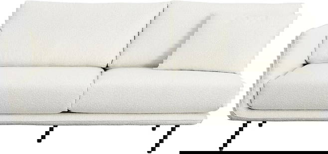 Anas L-Shape Sectional Sofa White Upholstery Black Metal Legs: Anas L-Shape Sectional Sofa White Upholstery Black Metal Legs Introducing the Anas L-Shape Sectional Sofa, a perfect blend of style and comfort. This spacious sectional features a chic design with whi