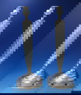 Victor Siedman Deco Style Sterling Silver Candlestick Pair 13 in 1925: Victor Siedman Deco Style Sterling Silver Candlestick Pair 13 in 1925 This elegant pair of Deco Style candlesticks by Victor Siedman Manufacturing Co. showcases the timeless beauty of sterling silver