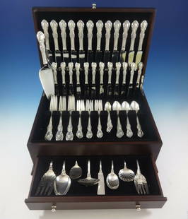 International Silver Wild Rose 82-Piece Sterling Silver Flatware Set: International Silver Wild Rose 82-Piece Sterling Silver Flatware Set This exquisite Wild Rose flatware set by International Silver features a total of 82 pieces, showcasing a beautiful Victorian-style