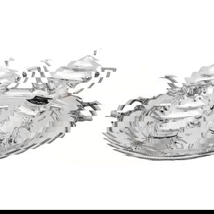 Art Deco Sterling Silver Trianon Tea Set: Art Deco Sterling Silver Trianon Tea Set This exquisite Sterling Silver Art Deco "Trianon" Tea Set is a stunning representation of the Art Deco style, featuring straight lines and a decorative pattern