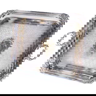 Antique 19th Century French Louis XVI Silver Plated Tray: Antique 19th Century French Louis XVI Silver Plated Tray This exquisite 19th Century French Louis XVI silver plated tray showcases masterful hand-crafted details and a rich silver finish. Made circa 1