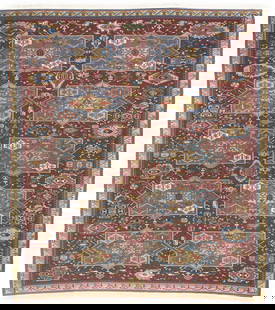 Hand-Woven Sumak Herati Tribal Area Rug 8'1 x 9'1 Wool Farmhouse Decor: Hand-Woven Sumak Herati Tribal Area Rug 8'1 x 9'1 Wool Farmhouse Decor Enhance your living space with this exquisite Hand-Woven Sumak Herati Oriental Rug, featuring a captivating tribal design that