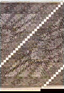 Luxurious 9' x 12' Hand-Knotted Wool Silk Rug DOM Isfahan: Luxurious 9' x 12' Hand-Knotted Wool Silk Rug DOM Isfahan Elevate your living space with the exquisite 9' x 12' Wool and Silk Quality Handmade Rug DOM Isfahan. This luxurious area rug is a stunning re