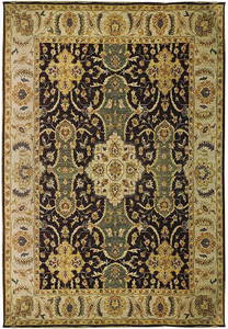 8 x 10.3 Handmade Black Vegetable Dyed Chobi Wool Rug