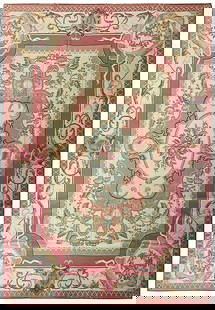 8.10 x 11.9 Feti Needle Point Aubusson Rug in Cranberry Burgundy: 8.10 x 11.9 Feti Needle Point Aubusson Rug in Cranberry Burgundy Enhance your living space with the exquisite 8.10 x 11.9 Feti Needle Point Aubusson Rug in Cranberry Burgundy. This stunning area rug i