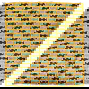 Vintage Turkish Art Deco Hand-Knotted Wool Rug 64 x 64 Mid-Century Modern: Vintage Turkish Art Deco Hand-Knotted Wool Rug 64 x 64 Mid-Century Modern This stunning Turkish Art Deco square rug showcases a vibrant yellow-green and dark brown color palette that beautifully compl