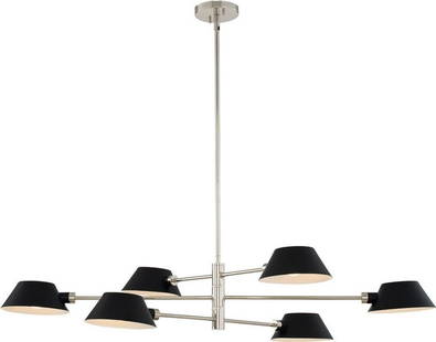 Modern 6-Light Island Light in Matte Black Polished Nickel: Modern 6-Light Island Light in Matte Black Polished Nickel Illuminate your space with this stunning Modern 6-Light Fixture, designed in a sleek matte black finish with polished nickel accents. Built t