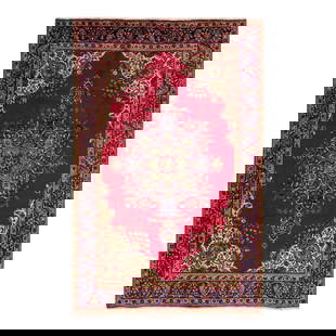 1960s Persian Tabriz Handmade Red Wool Medallion Rug 6'6 x 10'1: 1960s Persian Tabriz Handmade Red Wool Medallion Rug 6'6 x 10'1 Beautiful vintage Persian Tabriz hand-knotted wool rug with a red color field. This piece has a navy blue frame and multicolor accents i