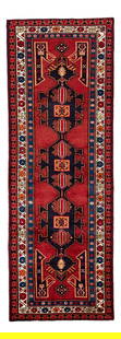 Mid-20th Century Hand-Knotted North West Persian Rug 3'7" x 10'4" Red Wool: Mid-20th Century Hand-Knotted North West Persian Rug 3'7" x 10'4" Red Wool Enhance your living space with this stunning mid-20th century vintage North West Persian rug. Hand-knotted with meticulous at