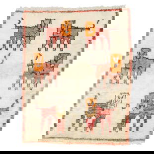 Vintage Moroccan Mid-Century Modern Lions Rug 62 x 72 Hand-Woven Wool: Vintage Moroccan Mid-Century Modern Lions Rug 62 x 72 Hand-Woven Wool This Vintage Moroccan Square Hallucinating Lions Rug is a stunning example of Mid-Century Modern design. Hand-woven from high-qual