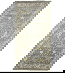 Oversized 8'2 x 15'9 Handmade Oushak Rug Muted Floral Wool Area Carpet: Oversized 8'2 x 15'9 Handmade Oushak Rug Muted Floral Wool Area Carpet Enhance your space with this oversized 8'2" x 15'9" handmade Oushak rug, showcasing a muted floral design in shades of gray, crea