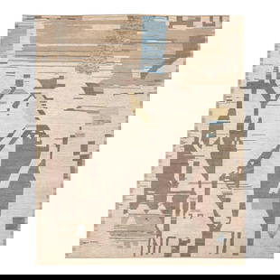 Oversized Beige Moroccan Wool Rug Handmade Abstract Design 13'7 x 16'6: Oversized Beige Moroccan Wool Rug Handmade Abstract Design 13'7 x 16'6 Enhance your living space with this stunning Moroccan style handmade wool rug. Featuring a warm beige field adorned with