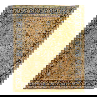 Antique Persian Kerman Wool Rug 7'9'' x 9'5'' Handmade Floral Design: Antique Persian Kerman Wool Rug 7'9'' x 9'5'' Handmade Floral Design This exquisite Antique Persian Kerman wool rug, handmade in the 20th century, features a stunning all-over floral motif in rich nav