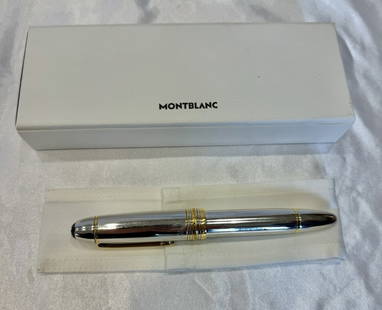 Montblanc Meisterstuck 149 Fountain Pen M12149 Platinum 18K Gold with Certificate: Montblanc Meisterstuck 149 Fountain Pen M12149 Platinum 18K Gold with Certificate This exquisite Montblanc fountain pen combines luxurious platinum with 18k gold, showcasing model number M12149. The p