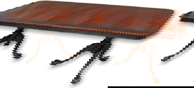 Chippendale Style Mahogany Dining Table with Claw Feet: Chippendale Style Mahogany Dining Table with Claw Feet This exquisite Old World Antique Style Dining Table showcases a timeless Chippendale design with intricate ball and claw feet and a beautifully c