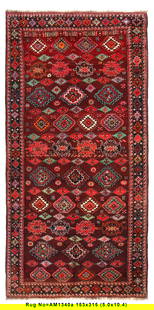 5' x 10' Hand-Knotted Tribal Persian Rug Wide Runner Wool: 5' x 10' Hand-Knotted Tribal Persian Rug Wide Runner Wool Introducing a stunning 5' x 10' Tribal Persian Rug Gallery Size Wide Runner that exemplifies exquisite Persian craftsmanship. This hand-knotte