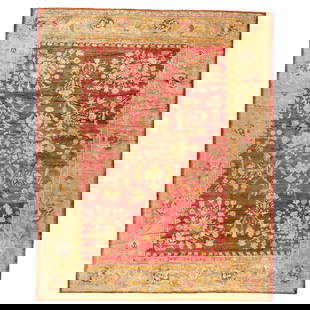 Rare Red Angora Antique Oushak Rug 12' x 14'10'' Turkey Circa 1900: Rare Red Angora Antique Oushak Rug 12' x 14'10'' Turkey Circa 1900 Experience the elegance of this Red Angora Antique Oushak Rug, a stunning piece that enhances any space with its rich colors and luxu