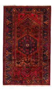 Vintage Persian Handmade Wool Rug 4'10 x 6'11 Red Floral Design: Vintage Persian Handmade Wool Rug 4'10 x 6'11 Red Floral Design This stunning Vintage Persian Handmade Wool Rug showcases a vibrant red field adorned with multicolor accents in a traditional geometric