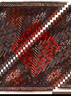 Rare Vintage Handmade Wool Oriental Tribal Rug 3'10 x 5'2 ft: Rare Vintage Handmade Wool Oriental Tribal Rug 3'10 x 5'2 ft Discover a rare vintage handmade wool Oriental rug characterized by its vibrant tribal design. This unique area rug features a captivating