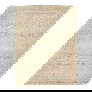 1910s Antique Persian Malayer Wool Rug Beige Floral Design 10'3 x 13'6: 1910s Antique Persian Malayer Wool Rug Beige Floral Design 10'3 x 13'6 This exquisite handmade antique Persian Malayer rug, crafted in the 1910s, features a stunning beige color field adorned with a t