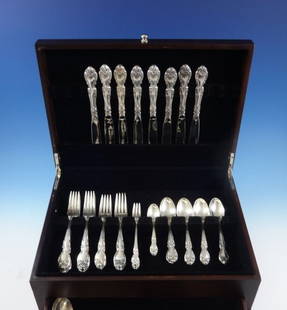 Gorham Melrose Sterling Silver Flatware Set 49 Pieces for 8: Gorham Melrose Sterling Silver Flatware Set 49 Pieces for 8 Elevate your dining experience with the Melrose by Gorham Sterling Silver Flatware Set, designed for service of 8. This exquisite 49-piece s