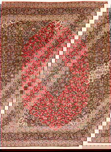 Vintage Semi-Antique Handmade Wool Area Rug 13'6 x 9'10 Floral Pattern: Vintage Semi-Antique Handmade Wool Area Rug 13'6 x 9'10 Floral Pattern Discover a stunning semi-antique handmade Oriental area rug, boasting an extra-large size of 10' x 14' (13'6" x 9'10"). This exqu