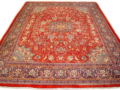 9.9 x 13 Red Handmade Semi Antique Persian Sarouk Rug Artisanal Craftsmanship: 9.9 x 13 Red Handmade Semi Antique Persian Sarouk Rug Artisanal Craftsmanship Enhance your living space with the luxurious beauty of our 9.9 x 13' Red Handmade Semi Antique Persian Sarouk Rug. Crafted