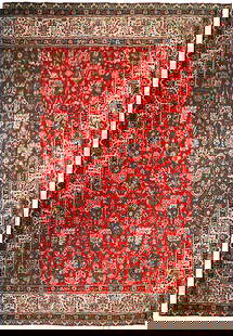 Handmade Vintage Persian Tabriz Rug 9.10 x 12.9 Red Wool: Handmade Vintage Persian Tabriz Rug 9.10 x 12.9 Red Wool Transform your living space with the exquisite craftsmanship of this 9.10 x 12.9 Vintage Persian Tabriz Rug. Handmade by skilled artisans in Ir