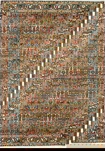 5.2 x 9.9 Red Brown Semi-Antique Persian Bakhtiari Runner Handmade Wool: 5.2 x 9.9 Red Brown Semi-Antique Persian Bakhtiari Runner Handmade Wool Introducing the stunning 5.2 x 9.9 Red Brown Semi-Antique Persian Bakhtiari Runner, a masterpiece of traditional Persian craftsm