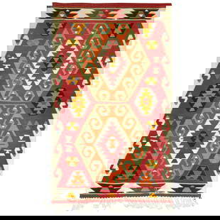 Bohemian Hand-Knotted Turkish Kilim 34 x 55 in Vintage Rug: Bohemian Hand-Knotted Turkish Kilim 34 x 55 in Vintage Rug This beautiful Scatter Size Turkish Kilim features a stunning Bohemian style, hand-knotted from quality wool. With dimensions of 34 in (86.36