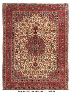 Luxurious 8' x 11' Persian Esfahan Wool Area Rug: Luxurious 8' x 11' Persian Esfahan Wool Area Rug Transform your space with this exquisite 8' x 11' Authentic Persian Esfahan Wool Rug, a stunning example of Persian artistry. Handwoven in the historic