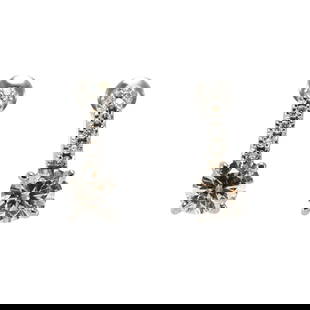 Vintage 18K White Gold Diamond Drop Earrings 1.60ct I1-I2 Screw Back: Vintage 18K White Gold Diamond Drop Earrings 1.60ct I1-I2 Screw Back Elevate your style with these stunning 18K White Gold Diamond Earrings. Crafted from premium white gold, these vintage dangle/drop