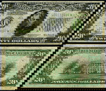 1934 $20 Federal Reserve Note G* Block Chicago Fine Circulated: 1934 $20 Federal Reserve Note G* Block Chicago Fine Circulated This is a circulated $20 Federal Reserve Note from the 1934 series, featuring a G* Block and originating from the Chicago Federal Reserve