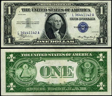 1935 $1 Silver Certificate Non-Mule L-A Block Gem Uncirculated: 1935 $1 Silver Certificate Non-Mule L-A Block Gem Uncirculated This 1935 $1 Silver Certificate is a remarkable specimen, graded as Gem Uncirculated, showcasing its pristine condition. It is a non-mule