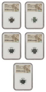 5 Ancient Roman Judaea AE Half-Prutah Coins NGC F Herod Archelaus 4 BC-AD 6: 5 Ancient Roman Judaea AE Half-Prutah Coins NGC F Herod Archelaus 4 BC-AD 6 This lot features five Ancient Roman Judaea AE Half-Prutah coins, minted between 4 BC and AD 6 during the reign of Herod Arc