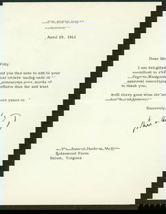 John F. Kennedy Signed Letter April 29 1961 BAS Authenticated Mint 9: John F. Kennedy Signed Letter April 29 1961 BAS Authenticated Mint 9 This remarkable letter, personally signed by John F. Kennedy, dates back to April 29, 1961, and is presented on official White Hous